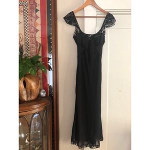 Black silk slip dress